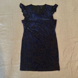 Blue velvet burnout shift dress, size S